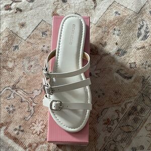 Berness White Triple Strap Sandals